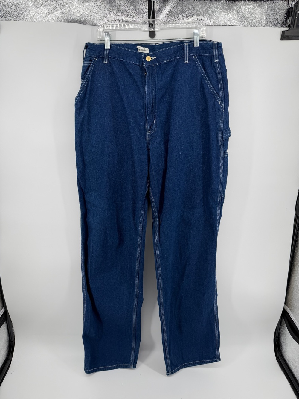 Carhartt VTG Y2K Workwear Blue‎ Denim Carpenter Dungaree Pants Sz40/36